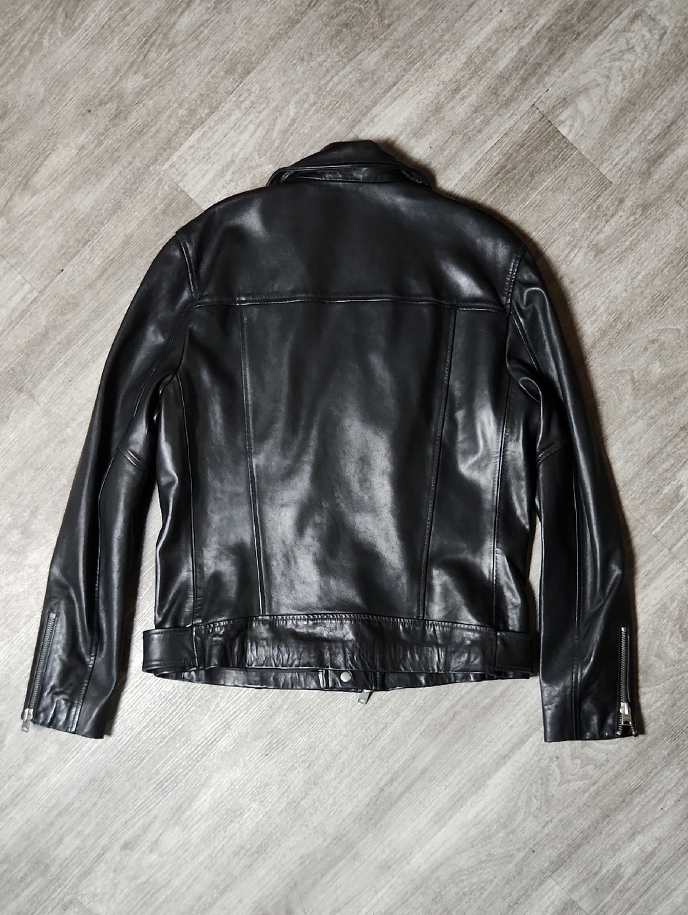 AllSaints Wick Leather Biker Jacket - Picture 12 of 12